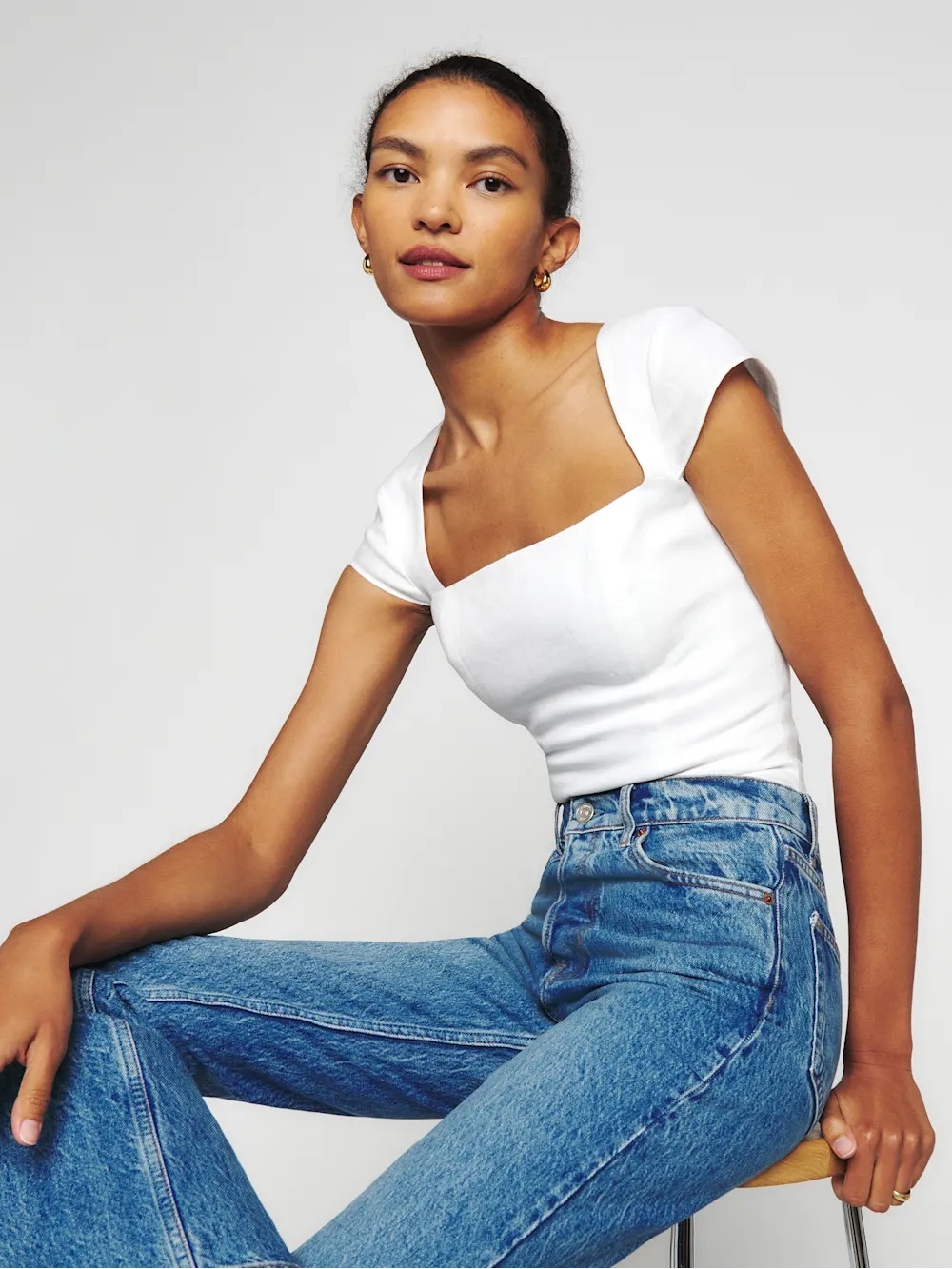 Reformation Cora Linen White Top